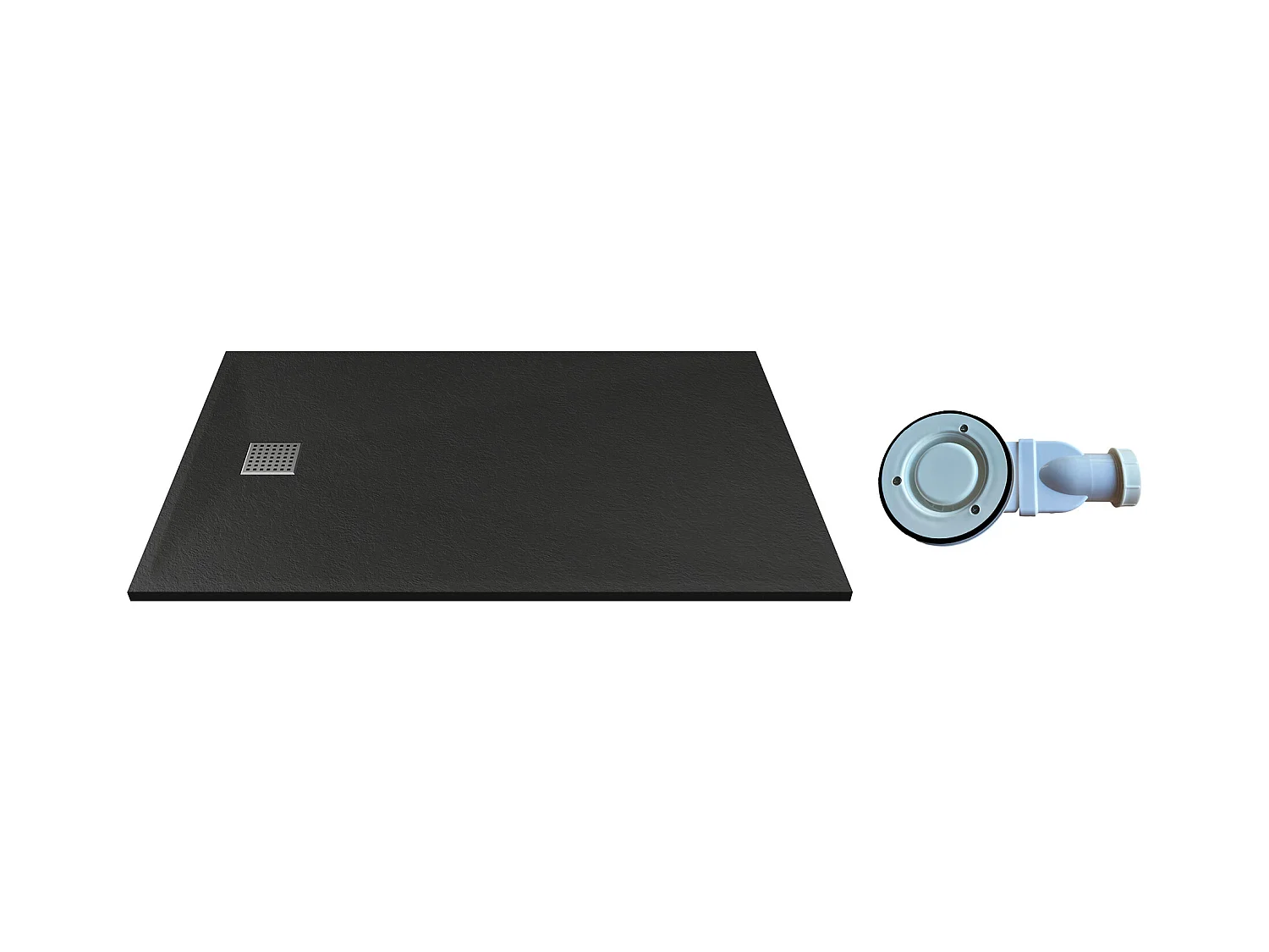 Plato de ducha de resina para colocar o empotrar con sifón - Negro - 120 x 90 cm - MIRNOSA