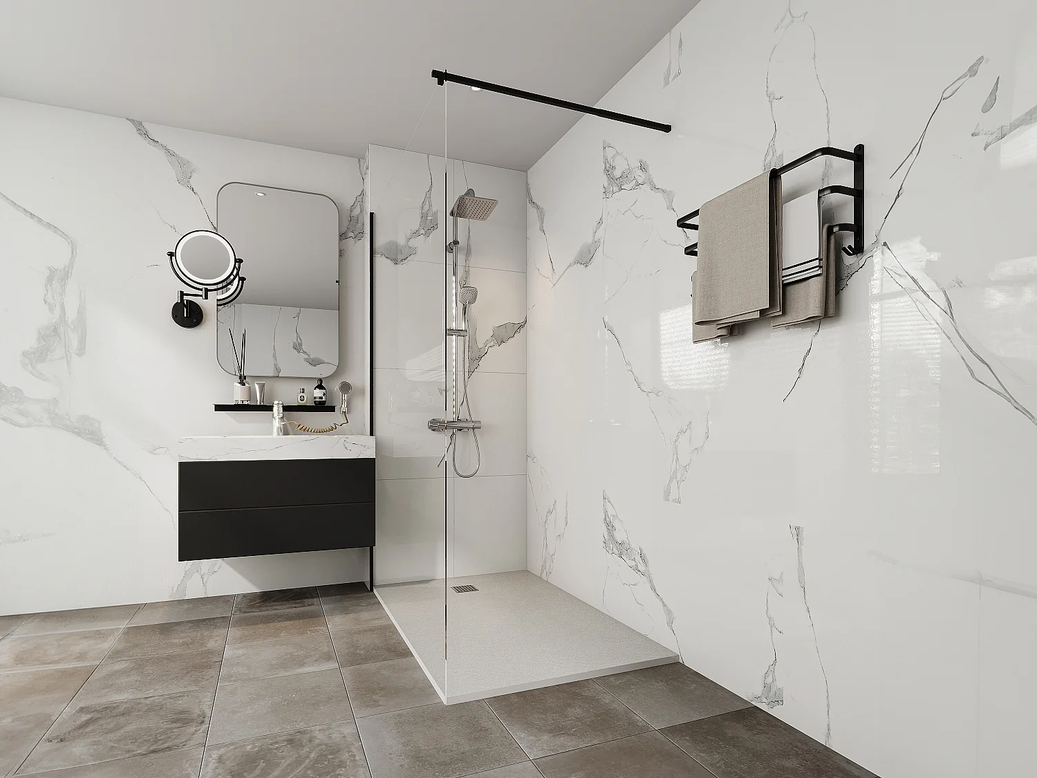 Receveur de douche extra plat à poser ou à encastrer recoupable en résine SMC avec siphon - Blanc - 140 x 90 cm - MIRNOSA