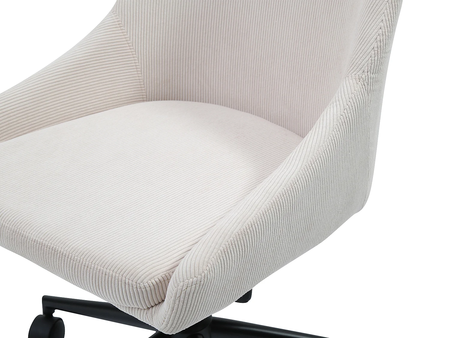 Chaise de bureau - Velours côtelé - Crème et noir - Hauteur ajustable - MASURIE