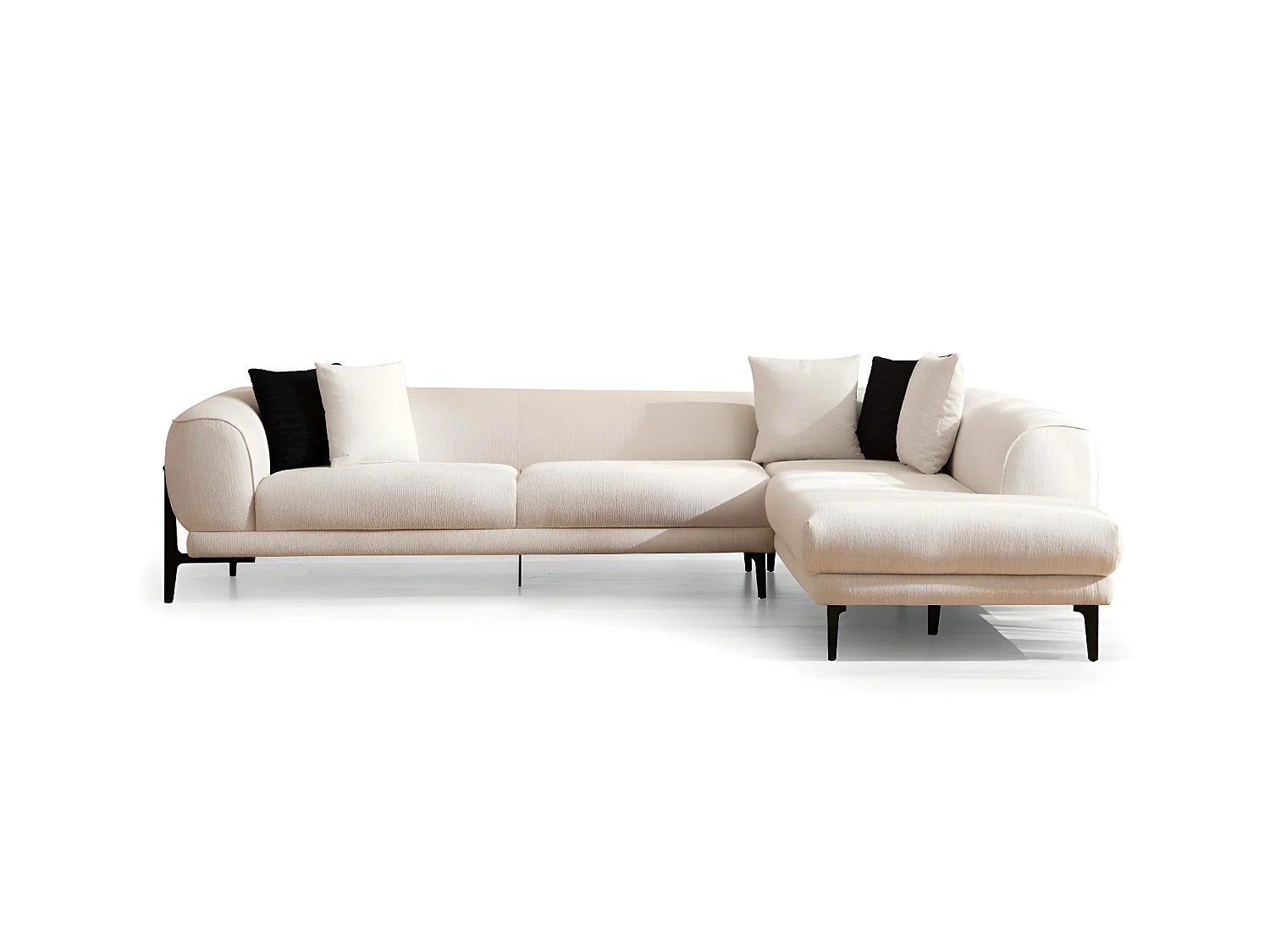 Canapé Corner Stylo R/Tissu/Beige