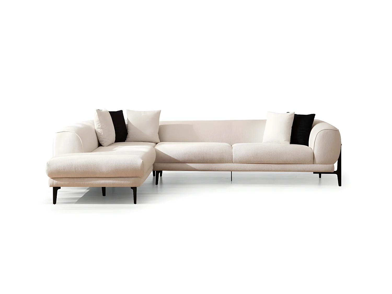 Canapé Corner Stylo R/Tissu/Beige