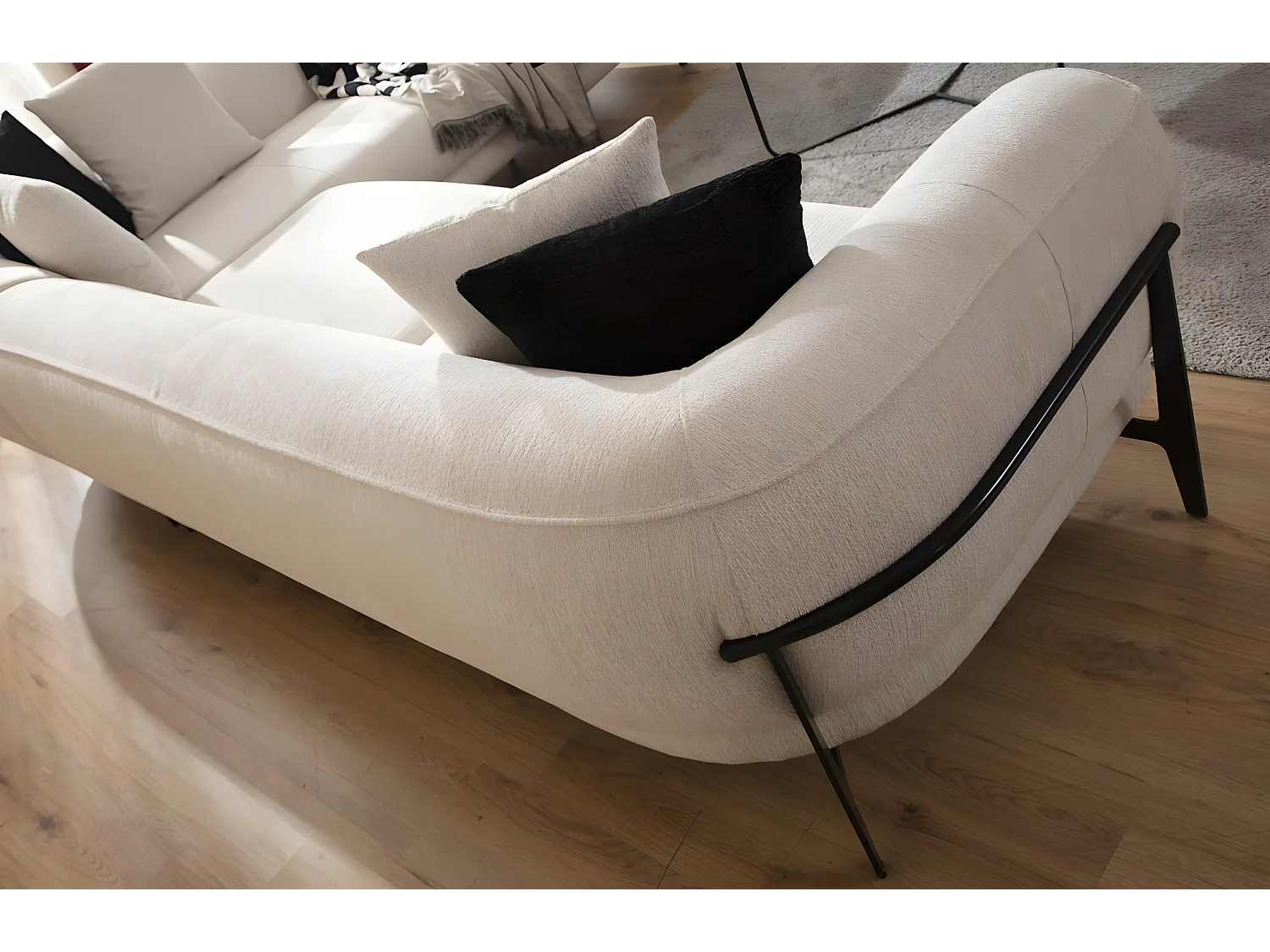 Canapé Corner Stylo L/Tissu/Beige