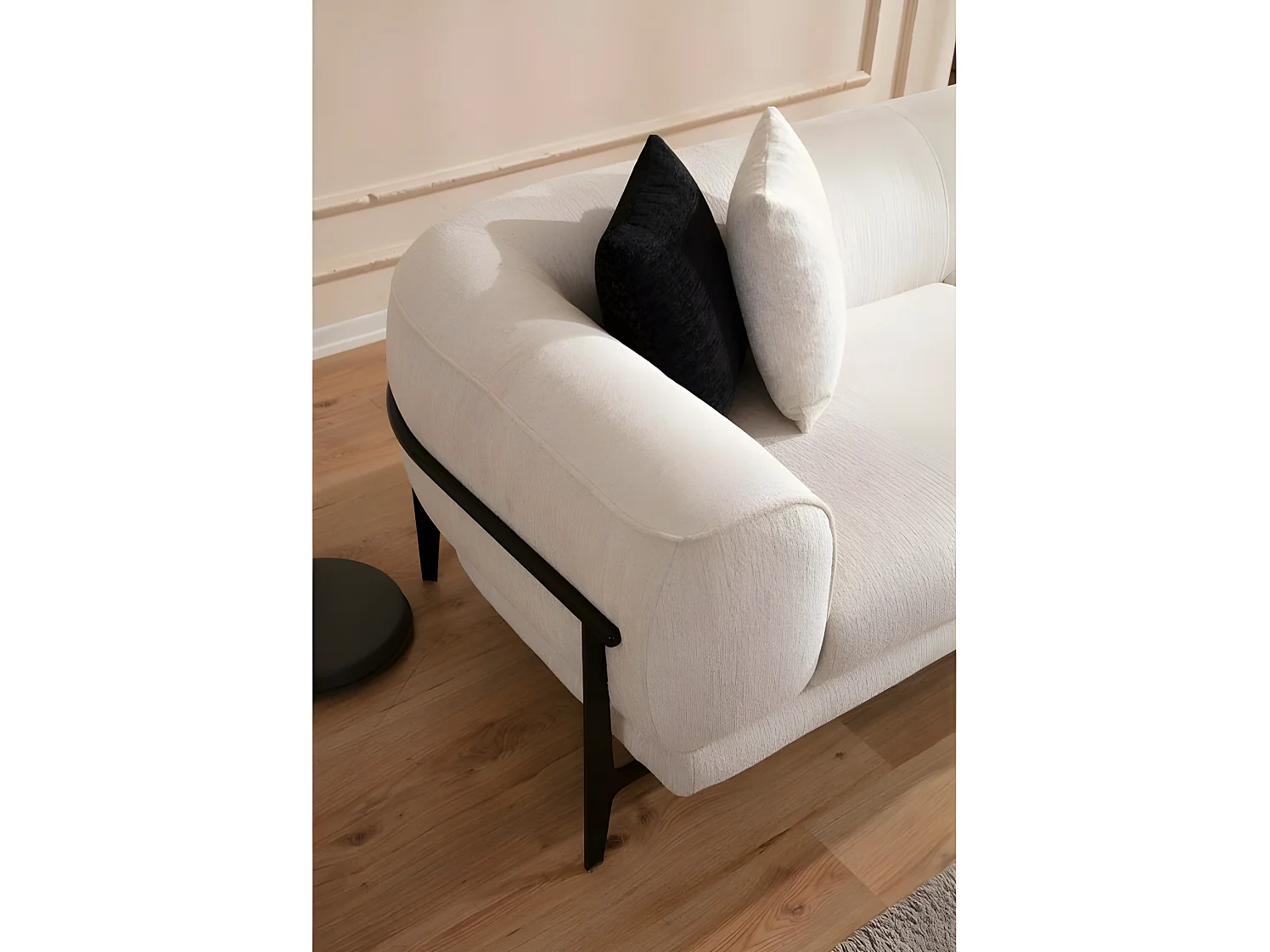 Canapé Corner Stylo L/Tissu/Beige