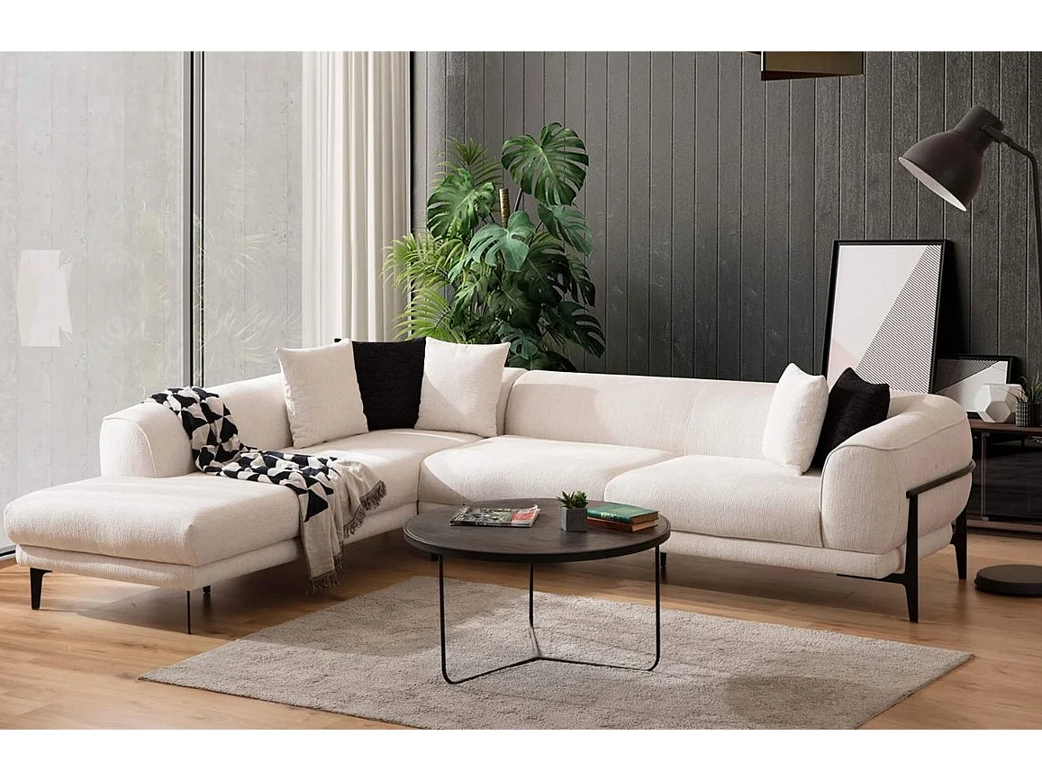 Ecksofa Stylo L/Stoffbezug/Beige