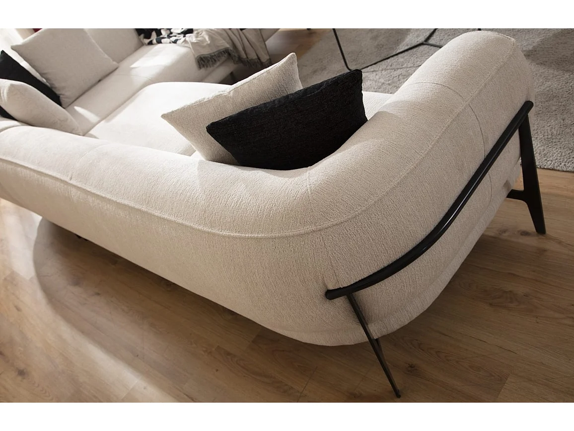 Ecksofa Stylo L/Stoffbezug/Beige