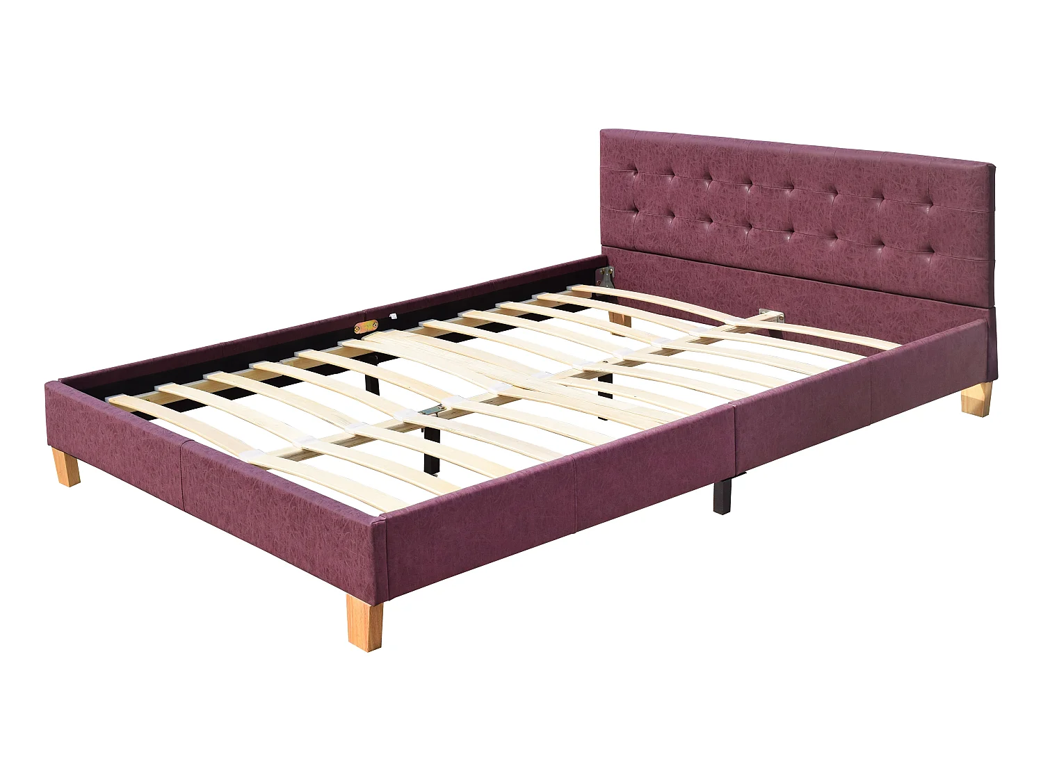 frederic - Solide et Confortable Lit avec Sommier + Tête de Lit Capitonnee Couleur rouge