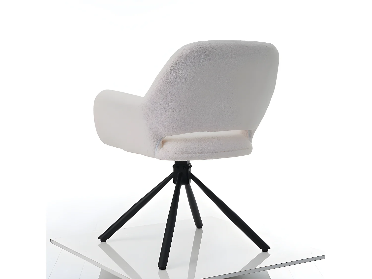 Lot de 2 Chaises pivotantes avec accoudoirs - en sherpa bouclette - style moderne - Blanc