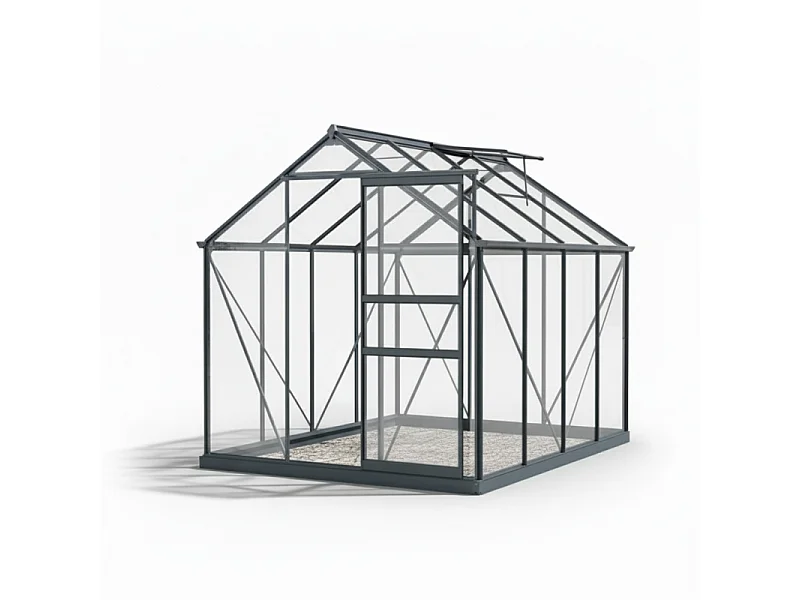 Serre en verre SEKURIT 106 4 mm   + Base - 5,77m² - Gris anthracite