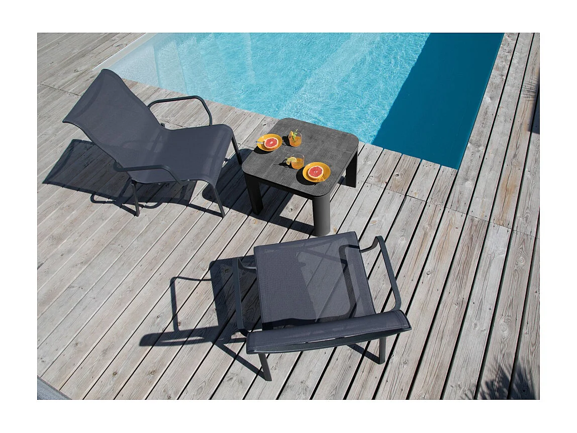 Fauteuil lounge pour l'extérieur en aluminium Cauro Graphite, Gris