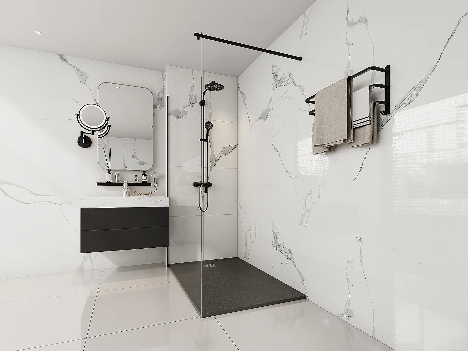 Receveur de douche extra plat à poser ou à encastrer recoupable en résine SMC avec siphon - Noir - 140 x 90 cm - MIRNOSA