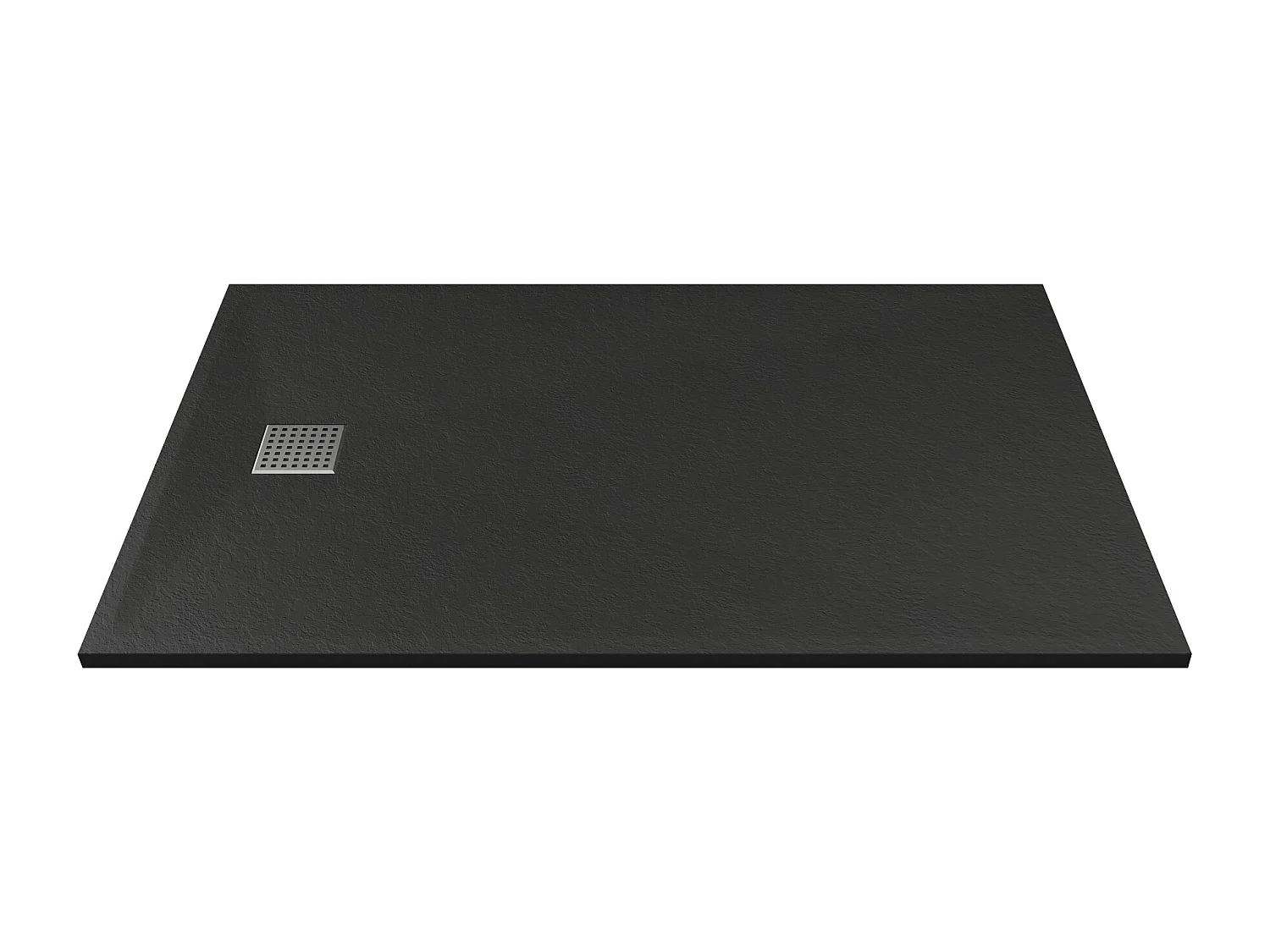 Receveur de douche extra plat à poser ou à encastrer recoupable en résine SMC avec siphon - Noir - 140 x 90 cm - MIRNOSA