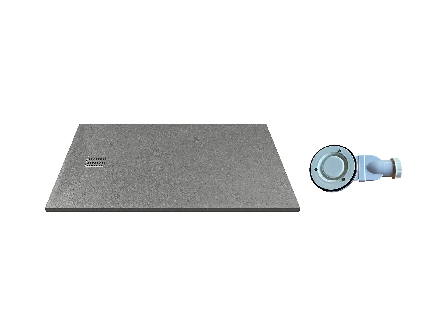 Plato de ducha de resina para colocar o empotrar con sifón - Gris - 140 x 90 cm - MIRNOSA