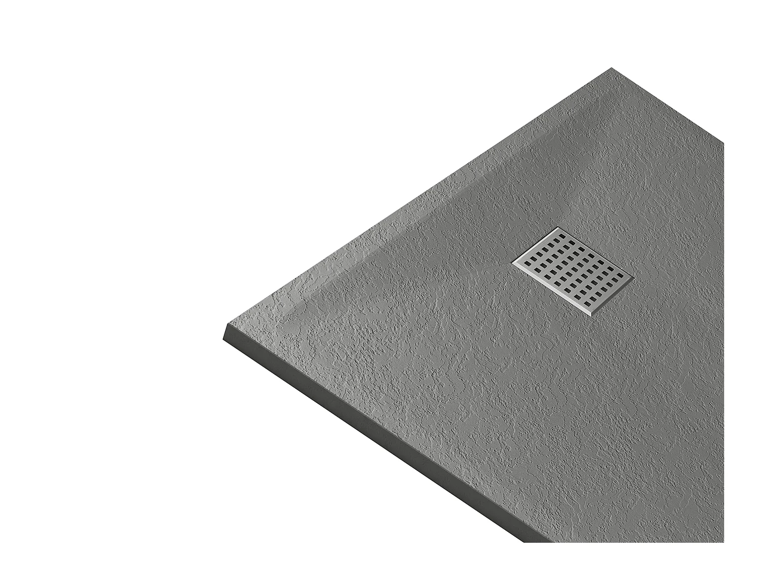 Plato de ducha de resina para colocar o empotrar con sifón - Gris - 140 x 90 cm - MIRNOSA