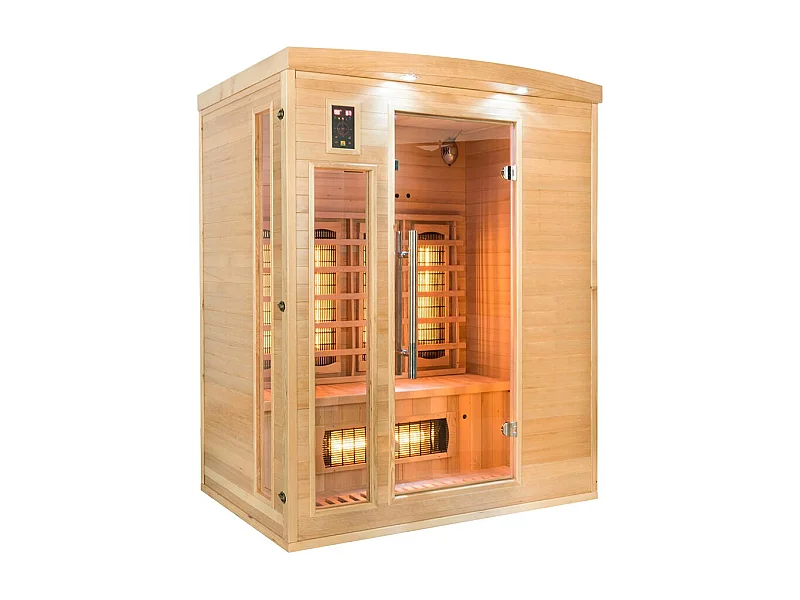 Sauna a infrarossi Apollon Quartz 3 posti - 153 x 128 x 190 cm - Legno di abete rosso - Francia Sauna