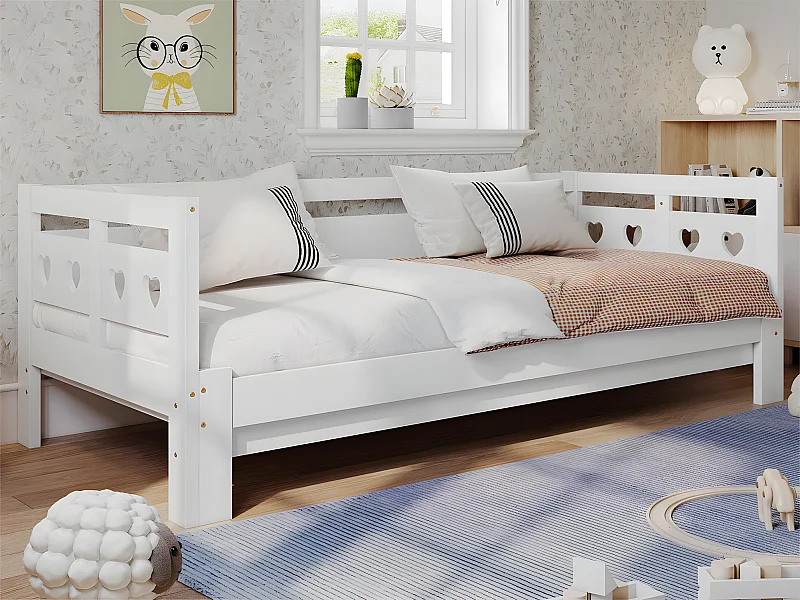 Cama nido de pino macizo - 90(180)x190cm - con somier - Blanco