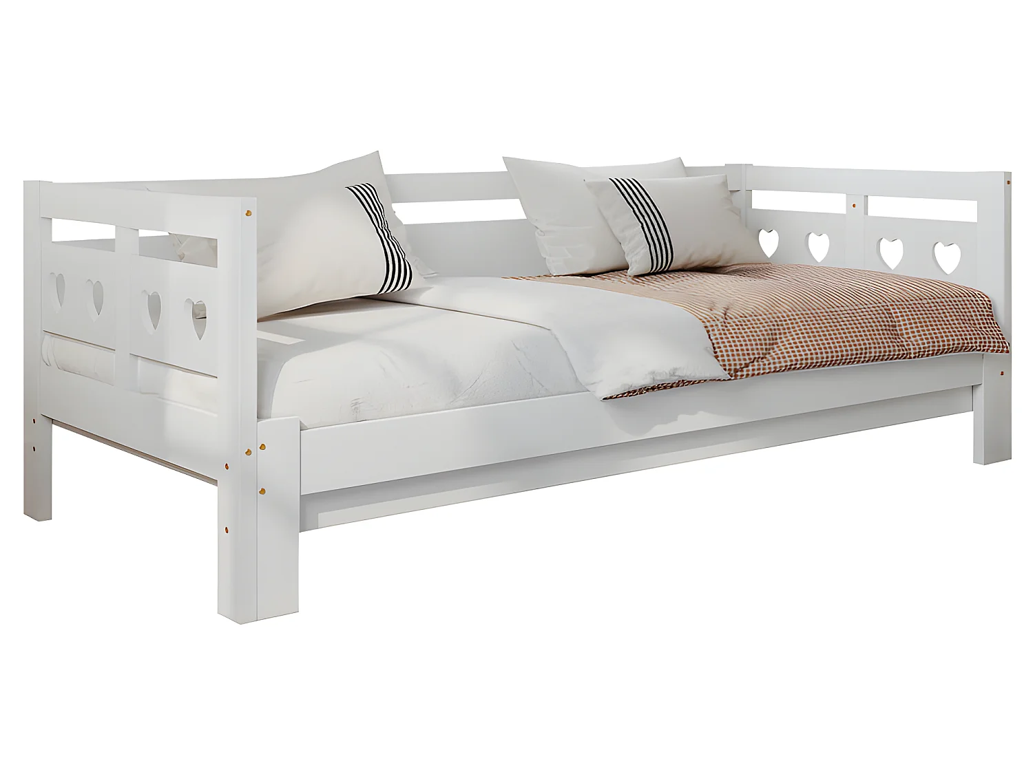 Ausziehbett aus massivem Kiefernholz – 90(180)x190cm – mit Lattenrost – Weiß