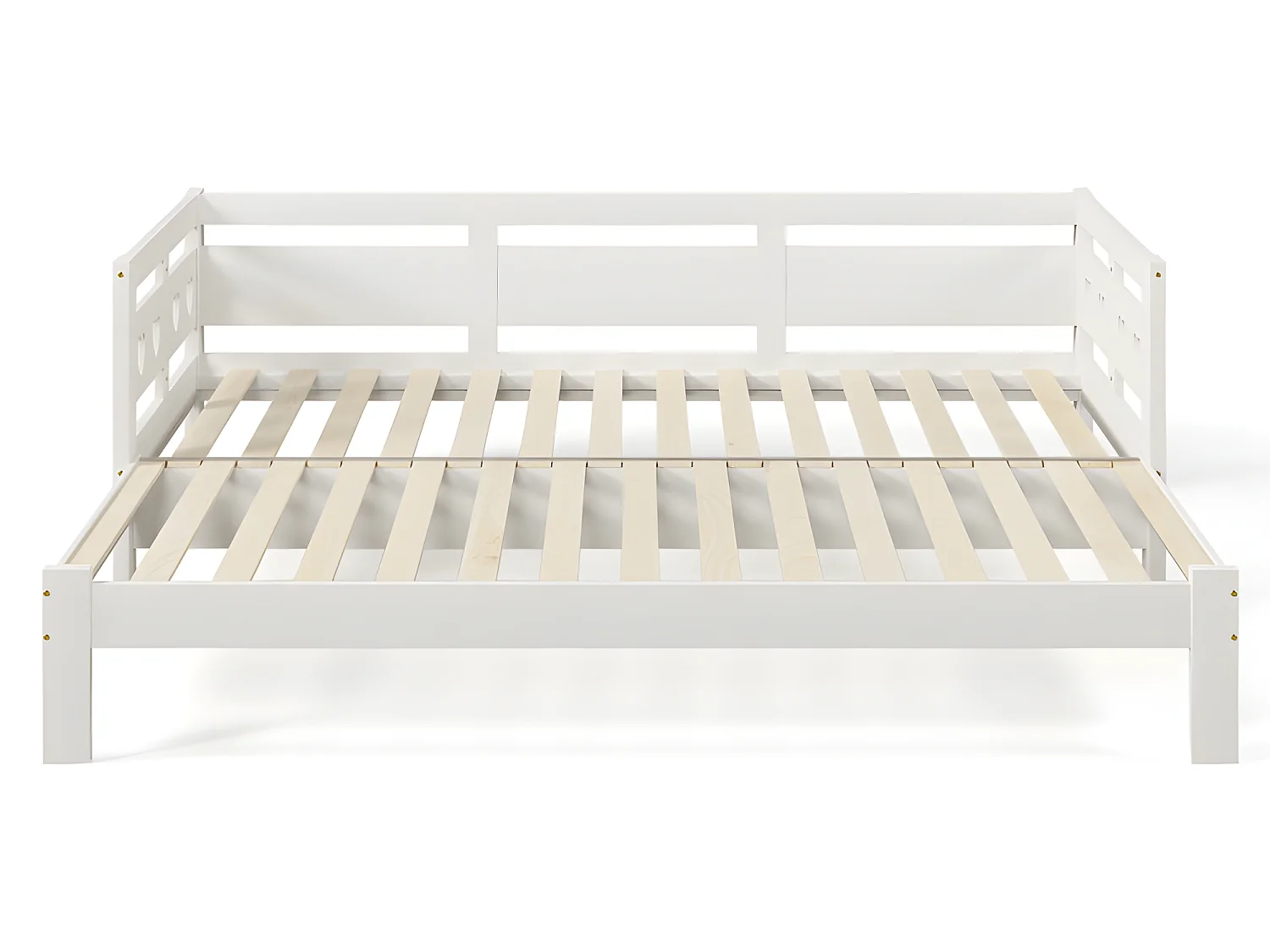 Ausziehbett aus massivem Kiefernholz – 90(180)x190cm – mit Lattenrost – Weiß