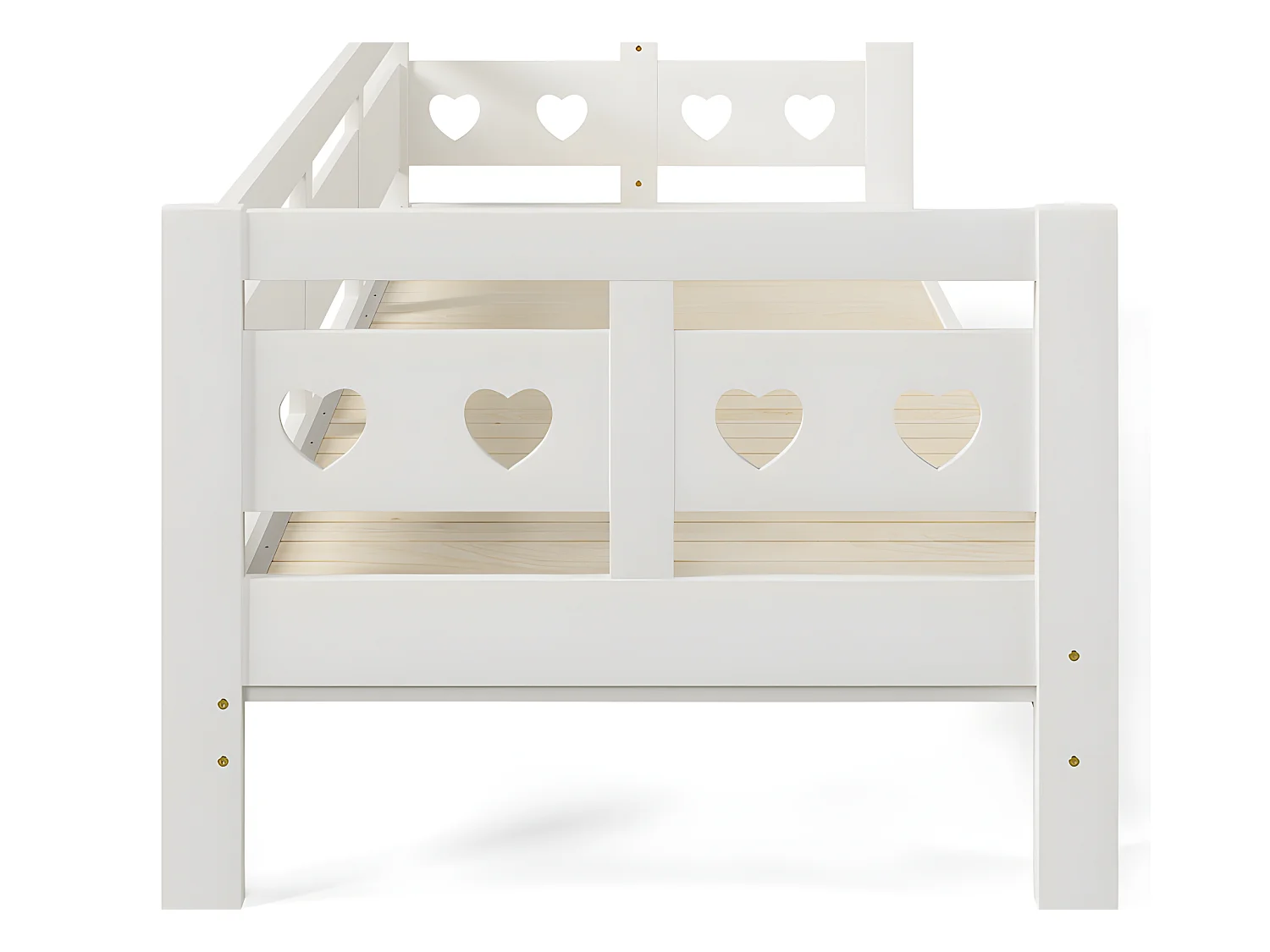 massief grenen onderschuifbed - 90(180)x190cm - met lattenbodem - Wit