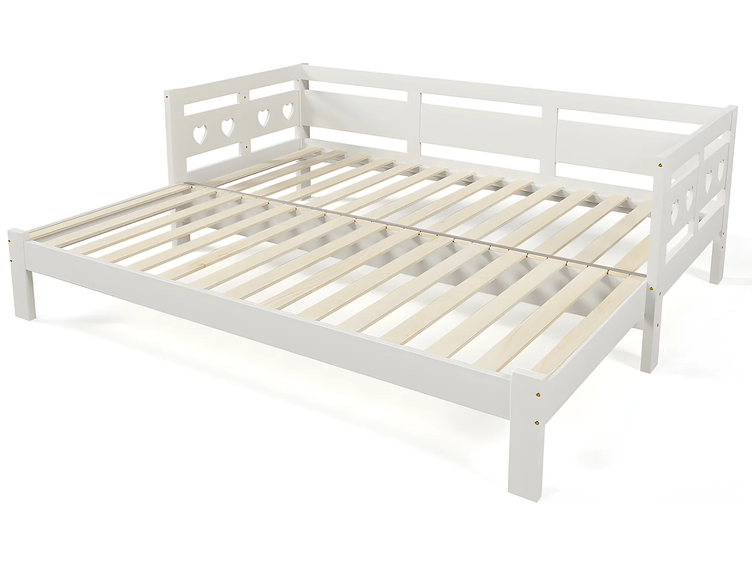 massief grenen onderschuifbed - 90(180)x190cm - met lattenbodem - Wit