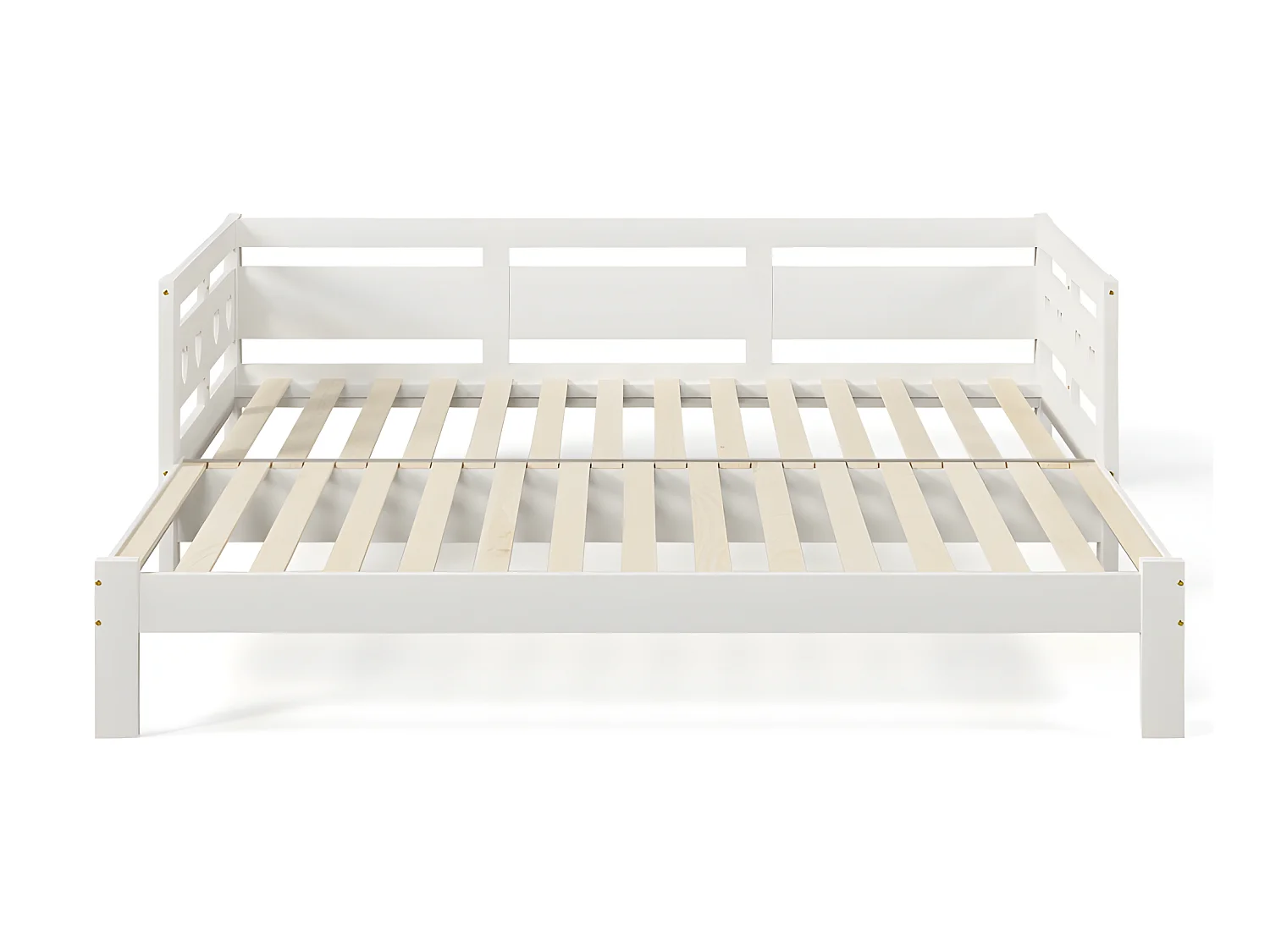 massief grenen onderschuifbed - 90(180)x190cm - met lattenbodem - Wit