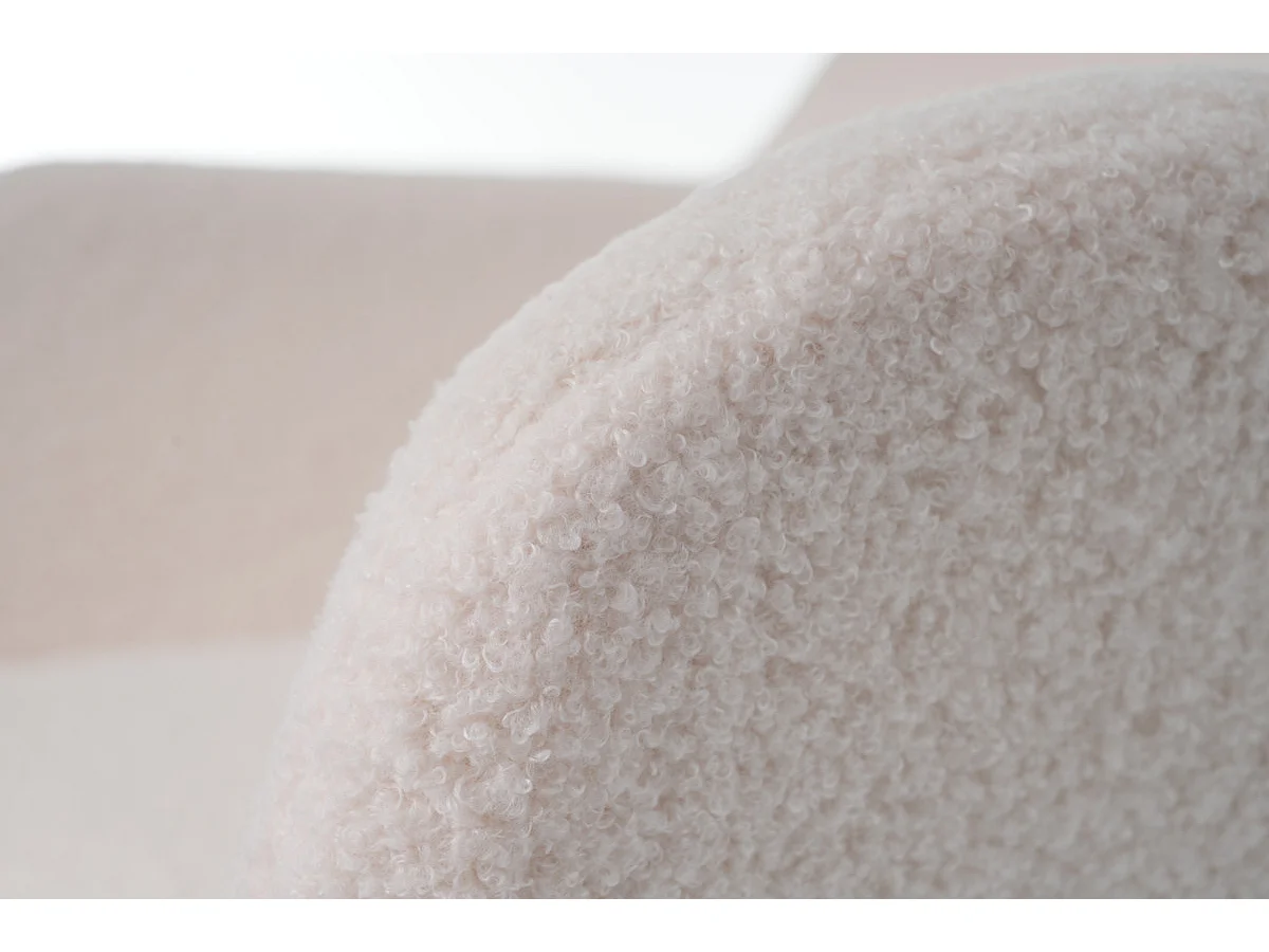 Lot de 4 Chaises pivotantes avec accoudoirs - en sherpa bouclette - style moderne - Blanc