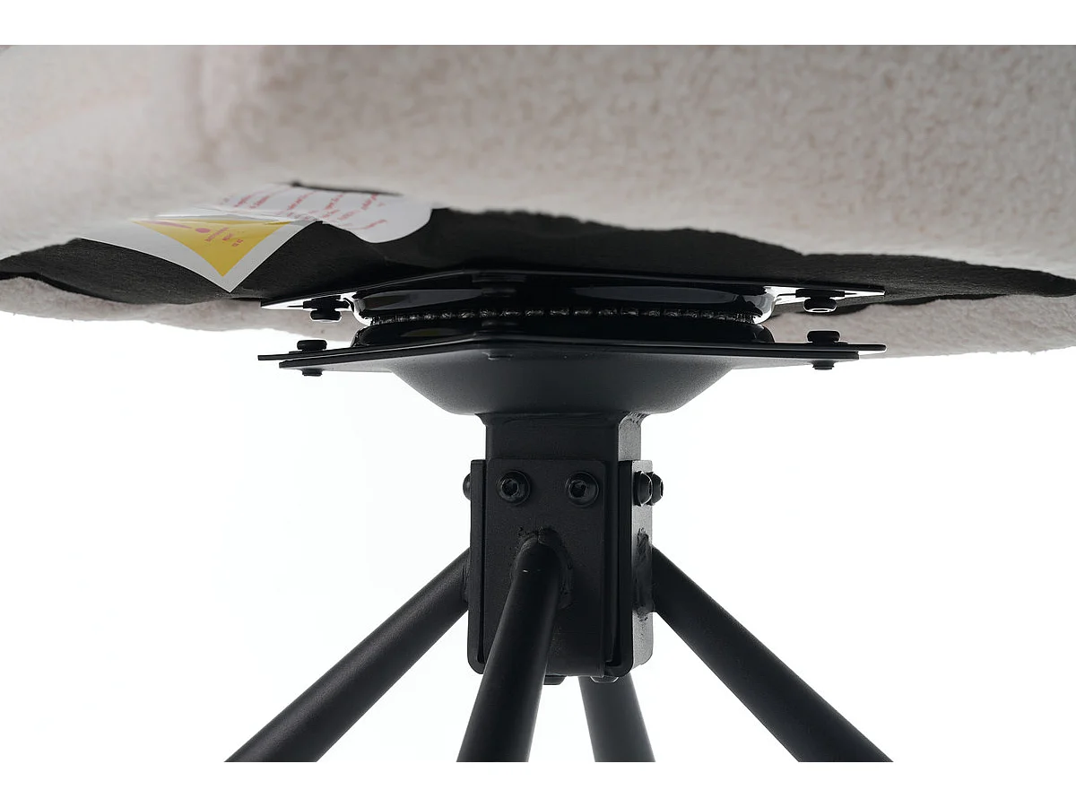 Lot de 4 Chaises pivotantes avec accoudoirs - en sherpa bouclette - style moderne - Blanc