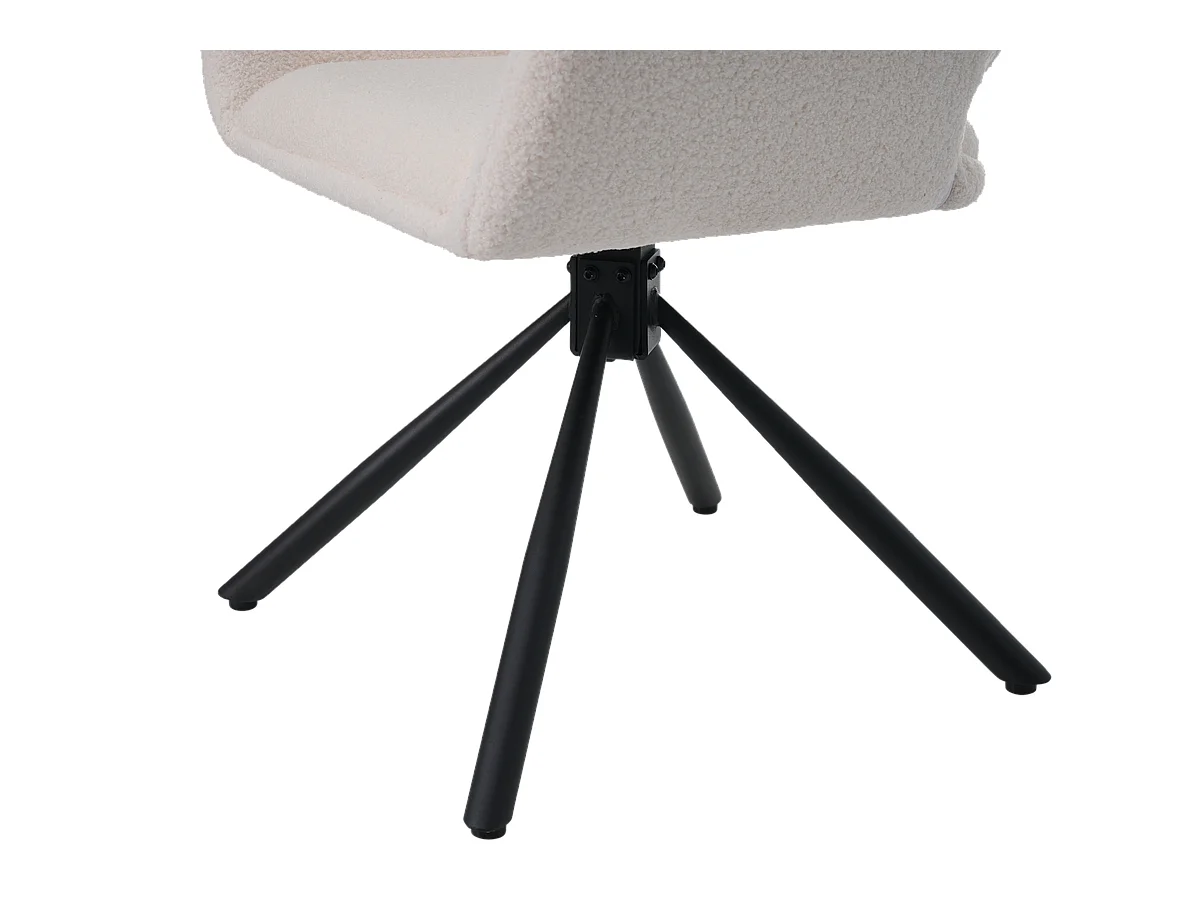 Lot de 4 Chaises pivotantes avec accoudoirs - en sherpa bouclette - style moderne - Blanc