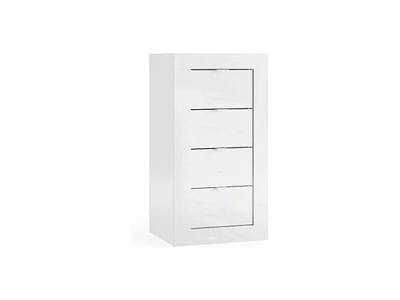 Commode avec 4 tiroirs large 42cm, collection ISORA. Coloris blanc brillant