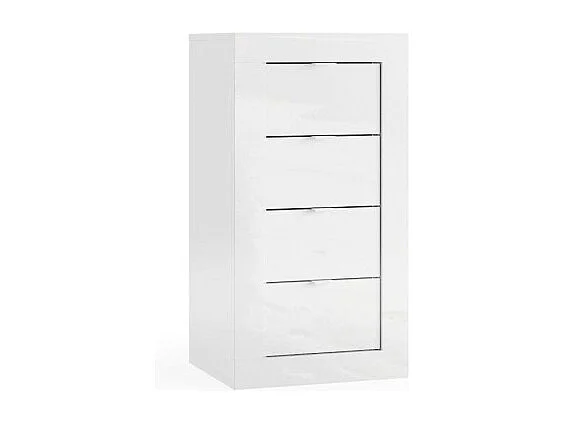 Cômoda com 4 gavetas, largura 42cm, coleção CISA. Cor branca brilhante.