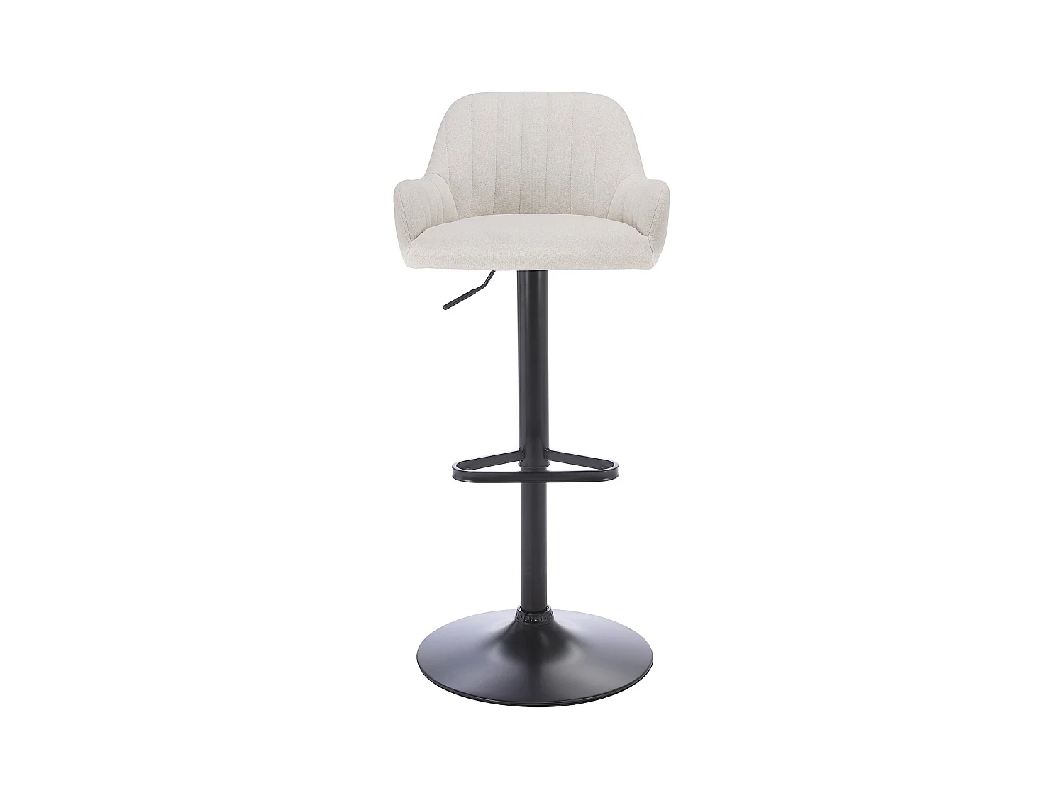 Lot de 2 tabourets de bar en tissu et métal noir - Hauteur réglable - Crème - ELEANA