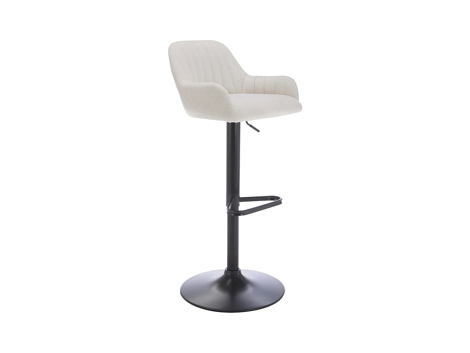 Lot de 2 tabourets de bar en tissu et métal noir - Hauteur réglable - Crème - ELEANA