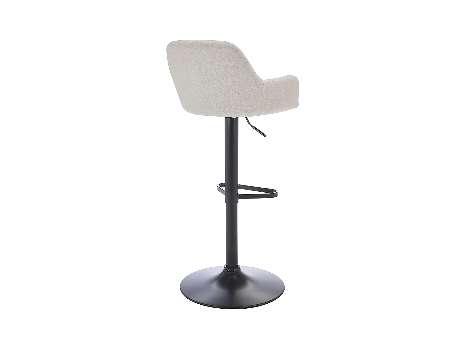 Lot de 2 tabourets de bar en tissu et métal noir - Hauteur réglable - Crème - ELEANA