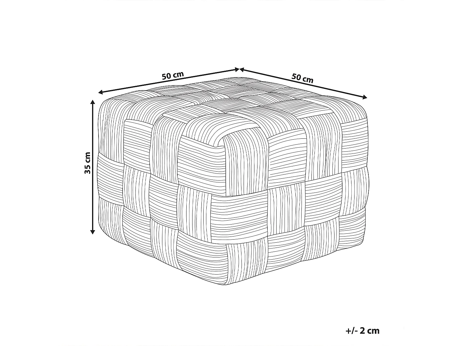Puf HOSRI Juta Beżowy 50 cm 50 cm 35 cm