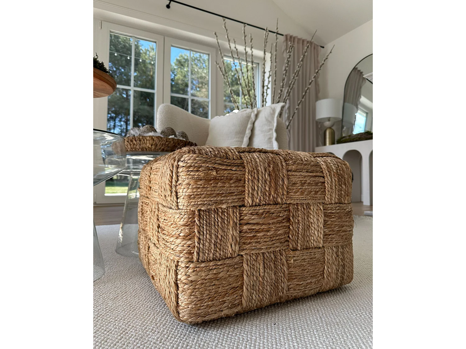 Poef HOSRI Jute Beige 50 cm 50 cm 35 cm