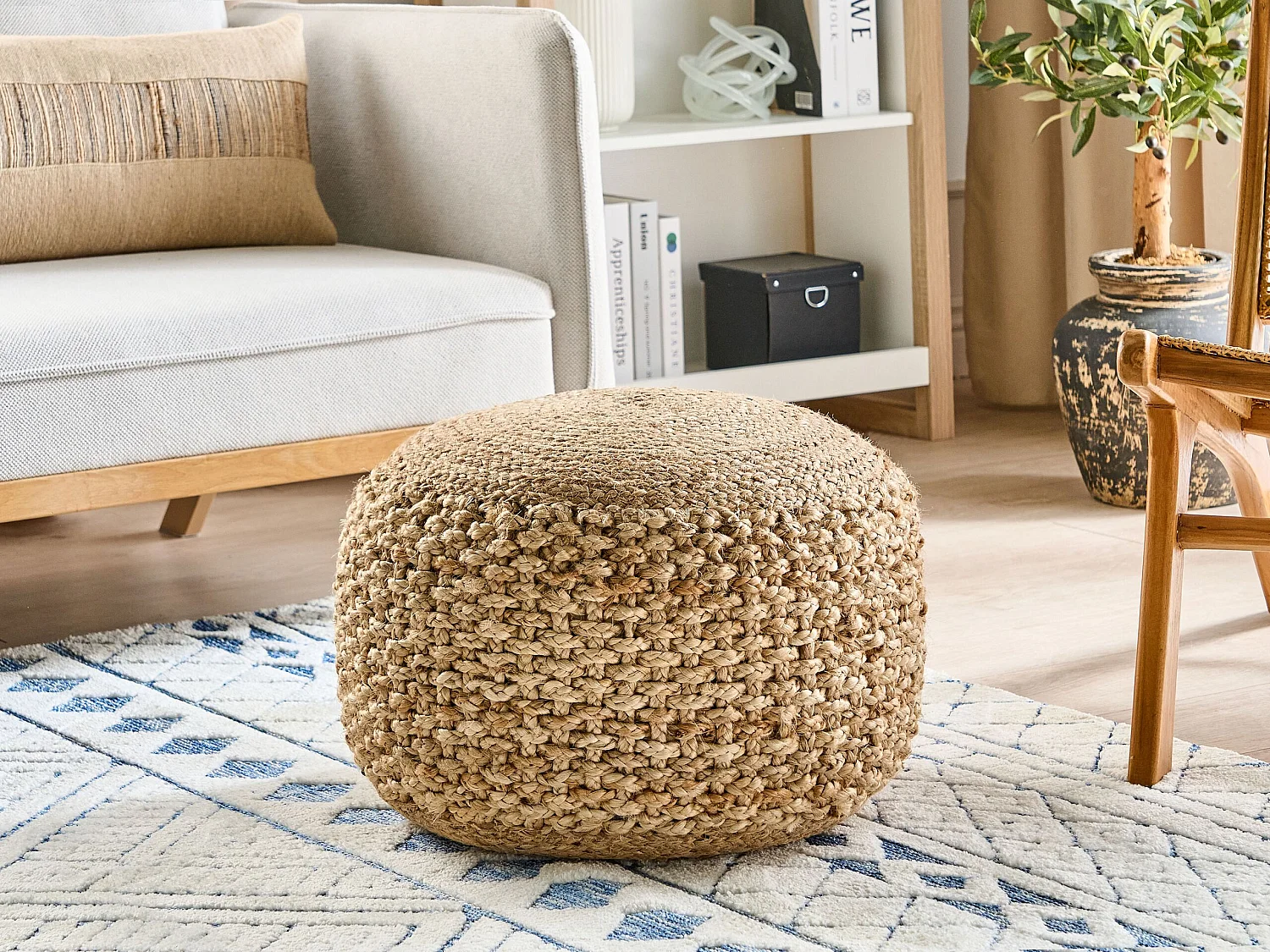 Pouf DINNI Jute Beige 50 cm 50 cm 35 cm