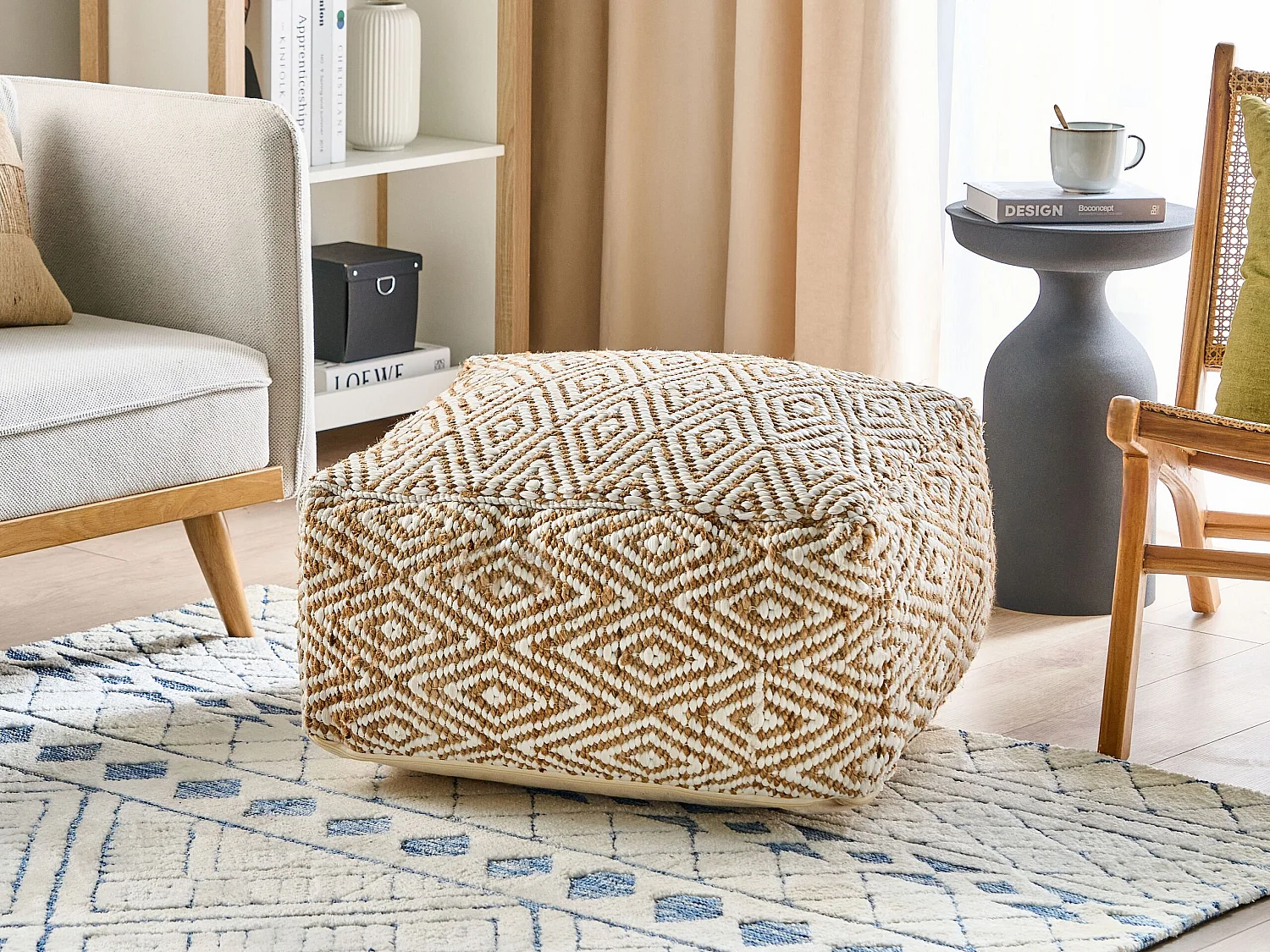 Poef MASKI Beige 60 cm 60 cm 30 cm