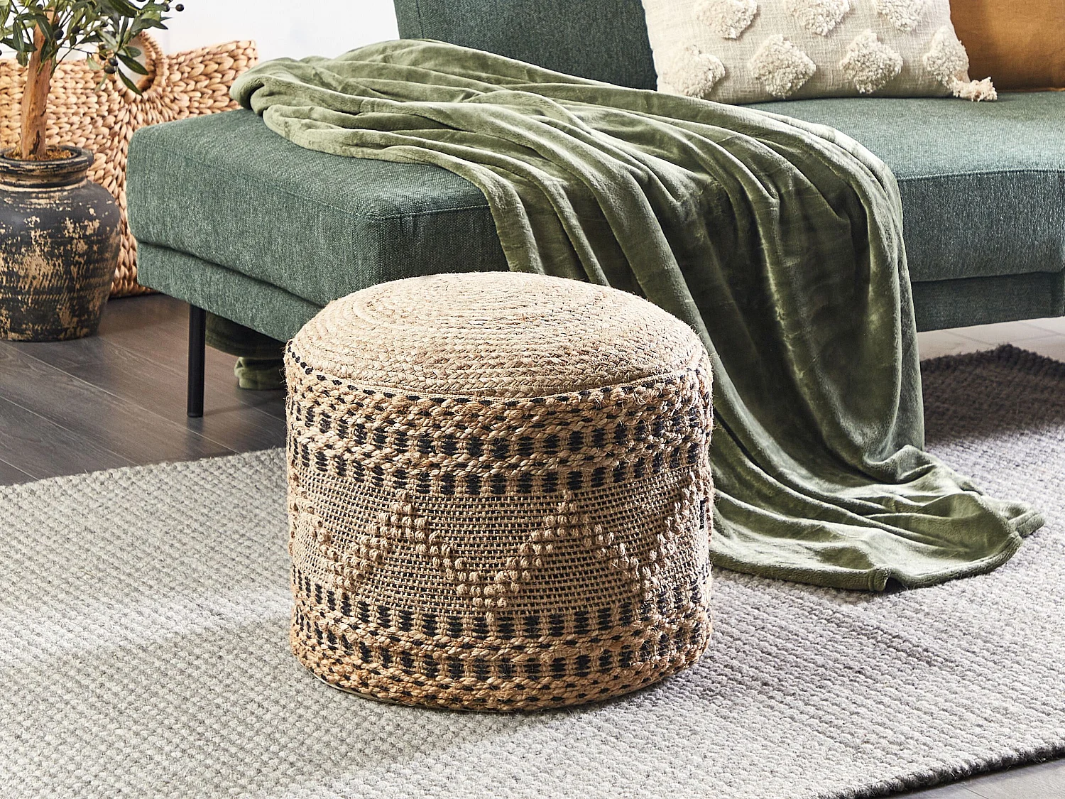 Poef WADAN Jute Beige 50 cm 50 cm 38 cm