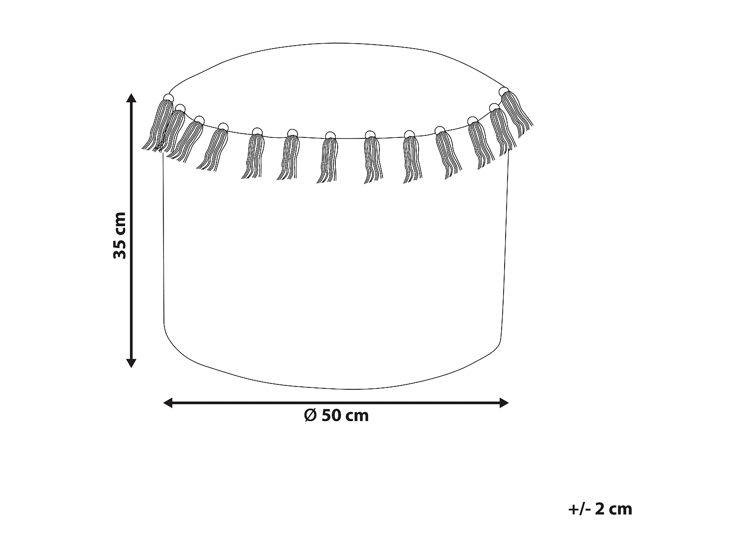 Pouf SARSAR Jute Beige 50 cm 50 cm 35 cm