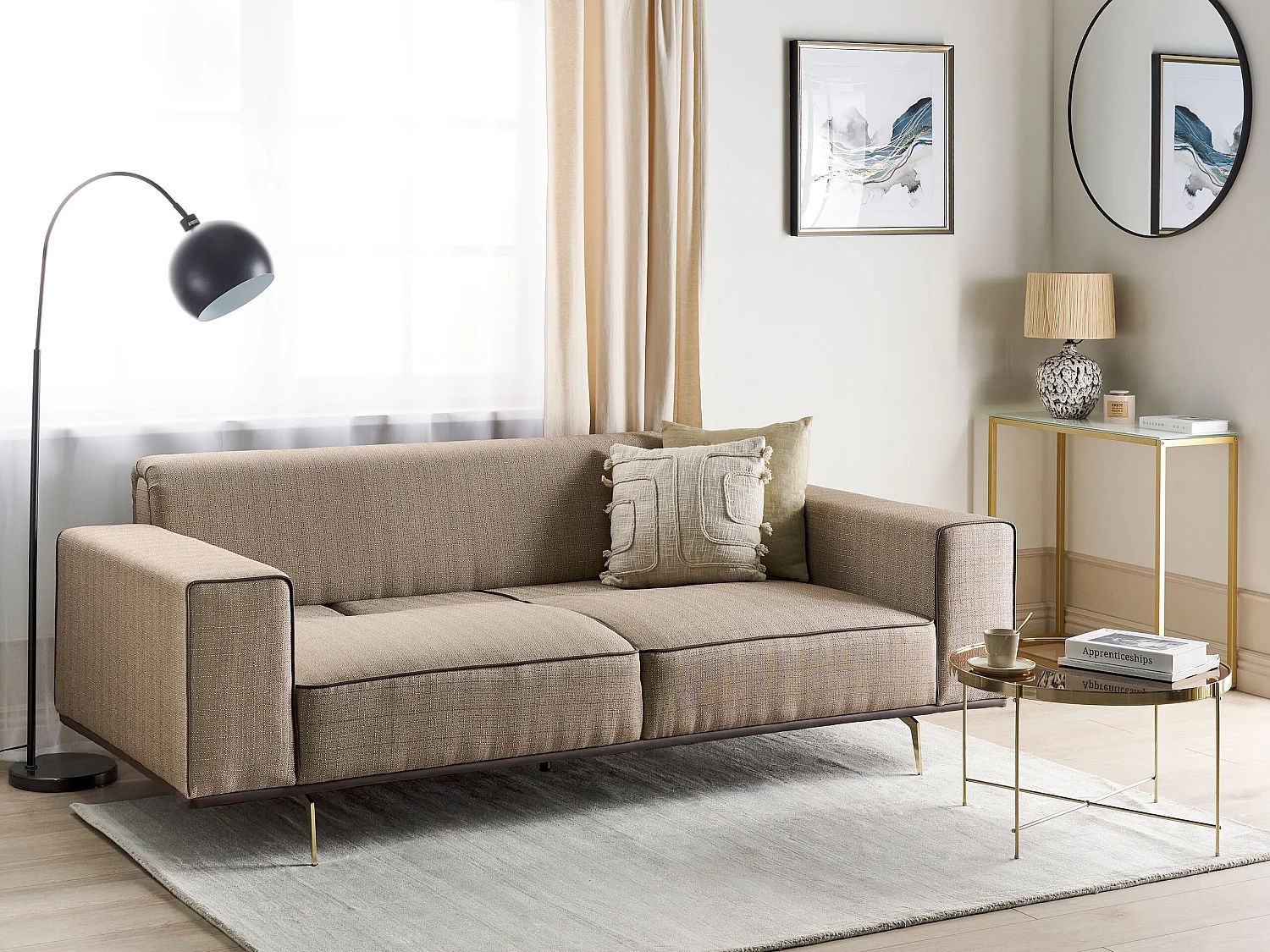 Canapé 2 places en lin marron clair OSELO