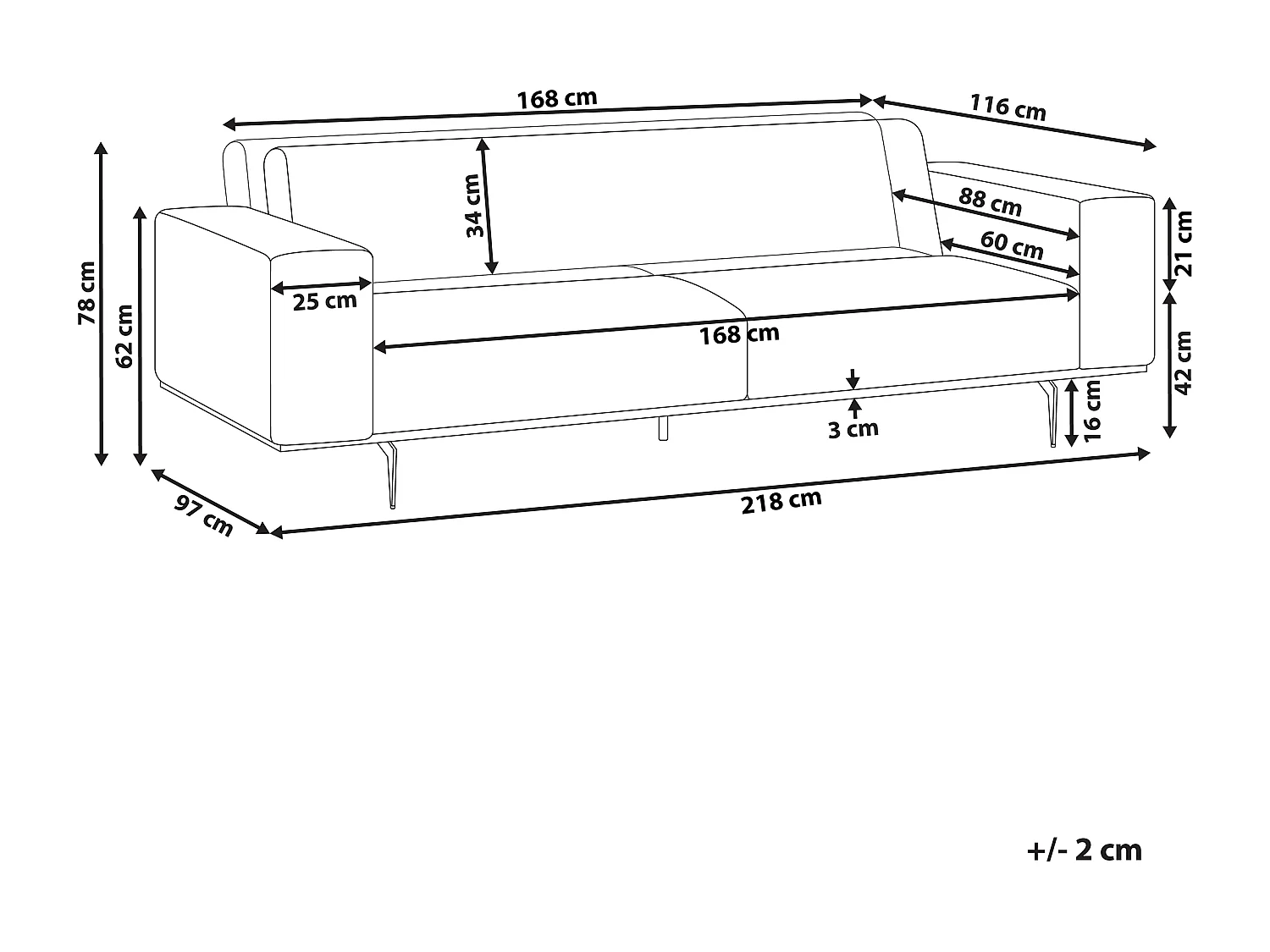 Tweezitsbank linnen lichtbruin OSELO
