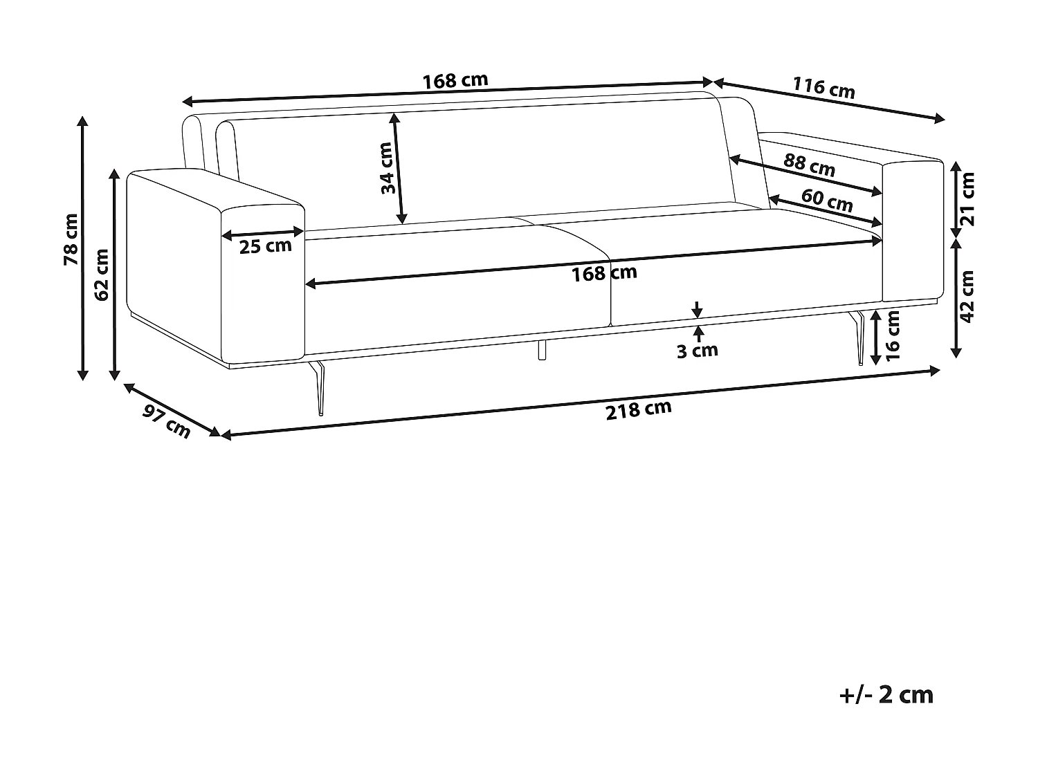 Canapé 2 places en lin marron clair OSELO
