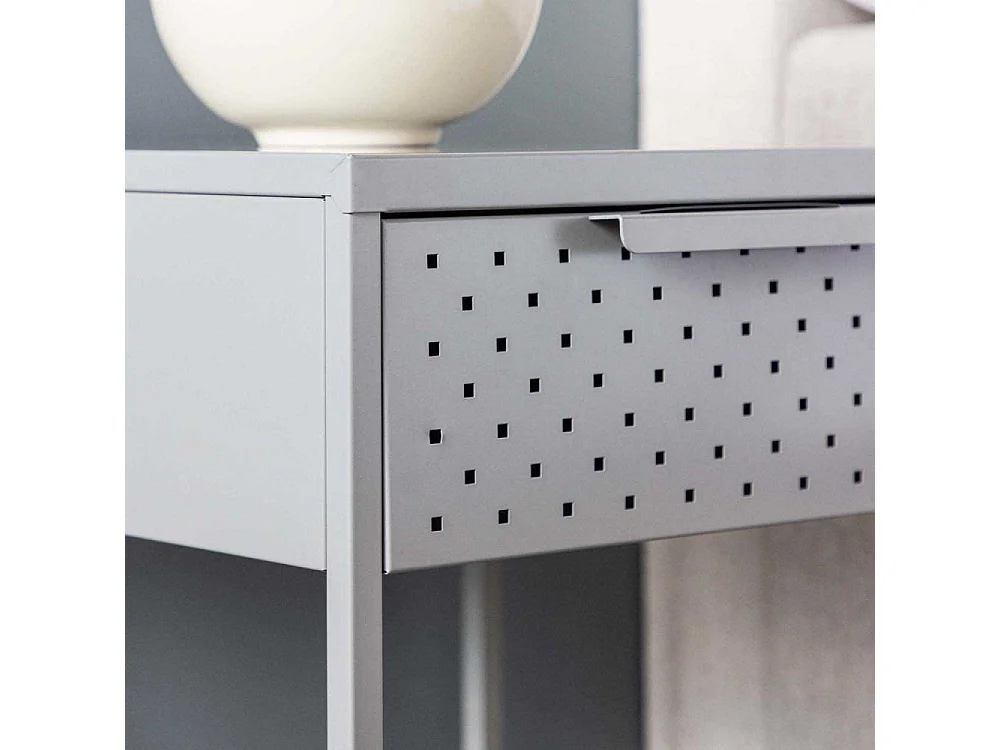Table de Chevet en Métal "Sacramento" 52cm Gris Clair
