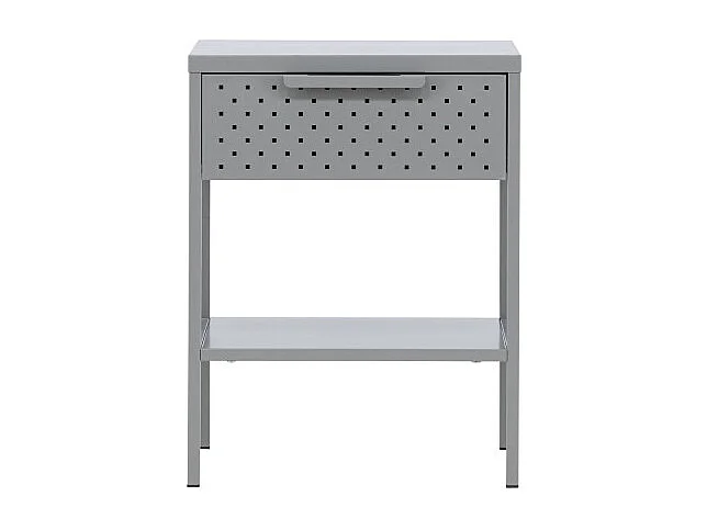 Table de Chevet en Métal "Sacramento" 52cm Gris Clair