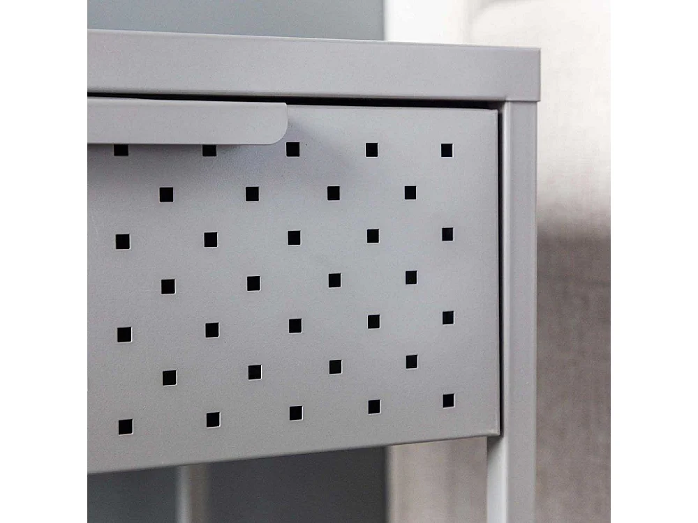 Table de Chevet en Métal "Sacramento" 52cm Gris Clair