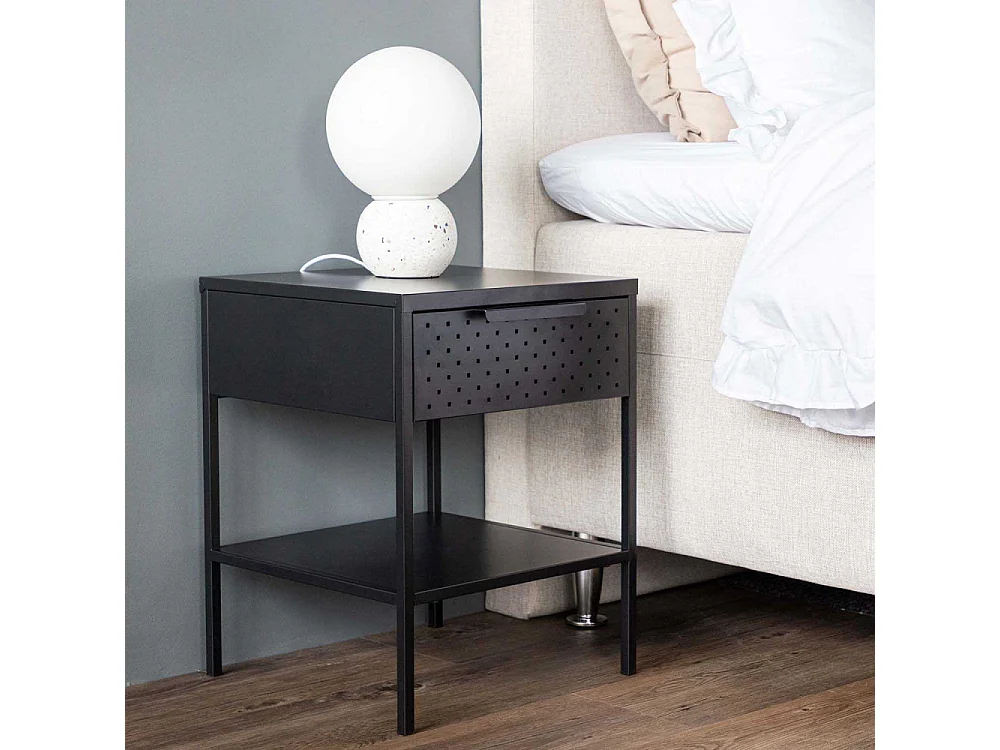 Table de Chevet en Métal "Sacramento" 52cm Noir