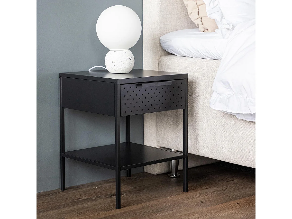 Table de Chevet en Métal "Sacramento" 52cm Noir