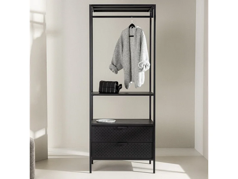 Portant à Vêtements Avec Tiroirs "Malibu" 180cm Noir