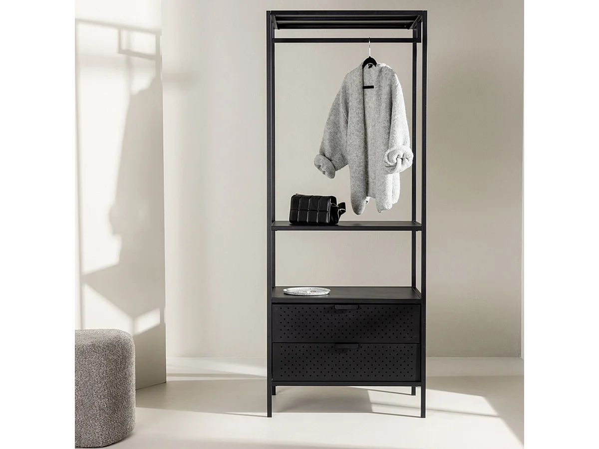 Portant à Vêtements Avec Tiroirs "Malibu" 180cm Noir