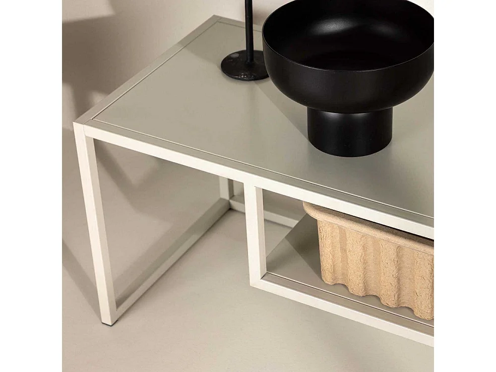 Meuble TV en Métal "Riverside" 120cm Beige