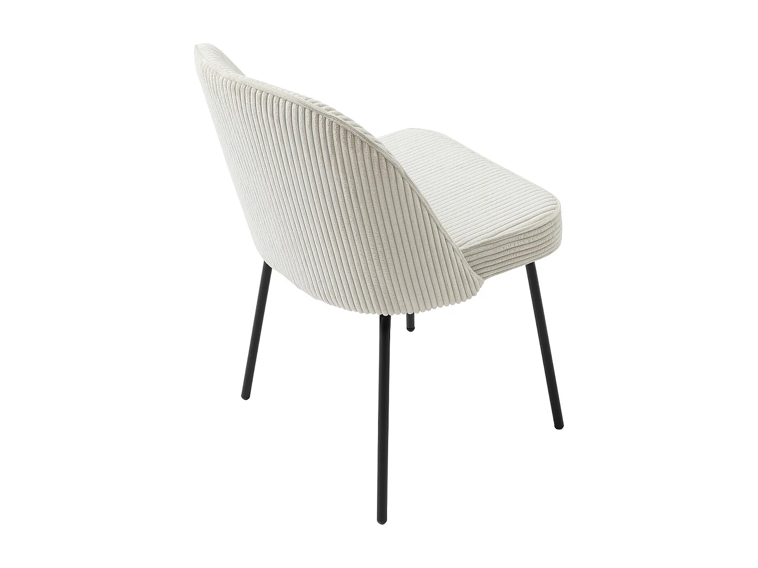 Set van 6 stoelen van ribfluweel en zwart metaal - Crèmewit - ALPALI